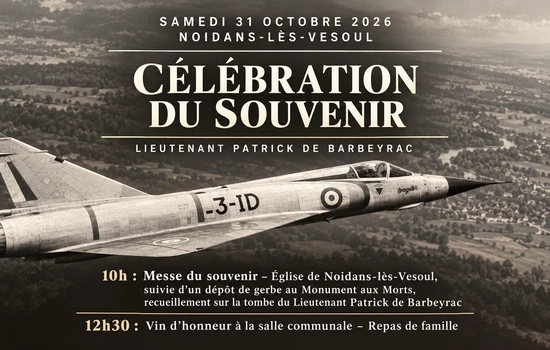 Célébration du souvenir en hommage au Lieutenant Patrick de Barbeyrac